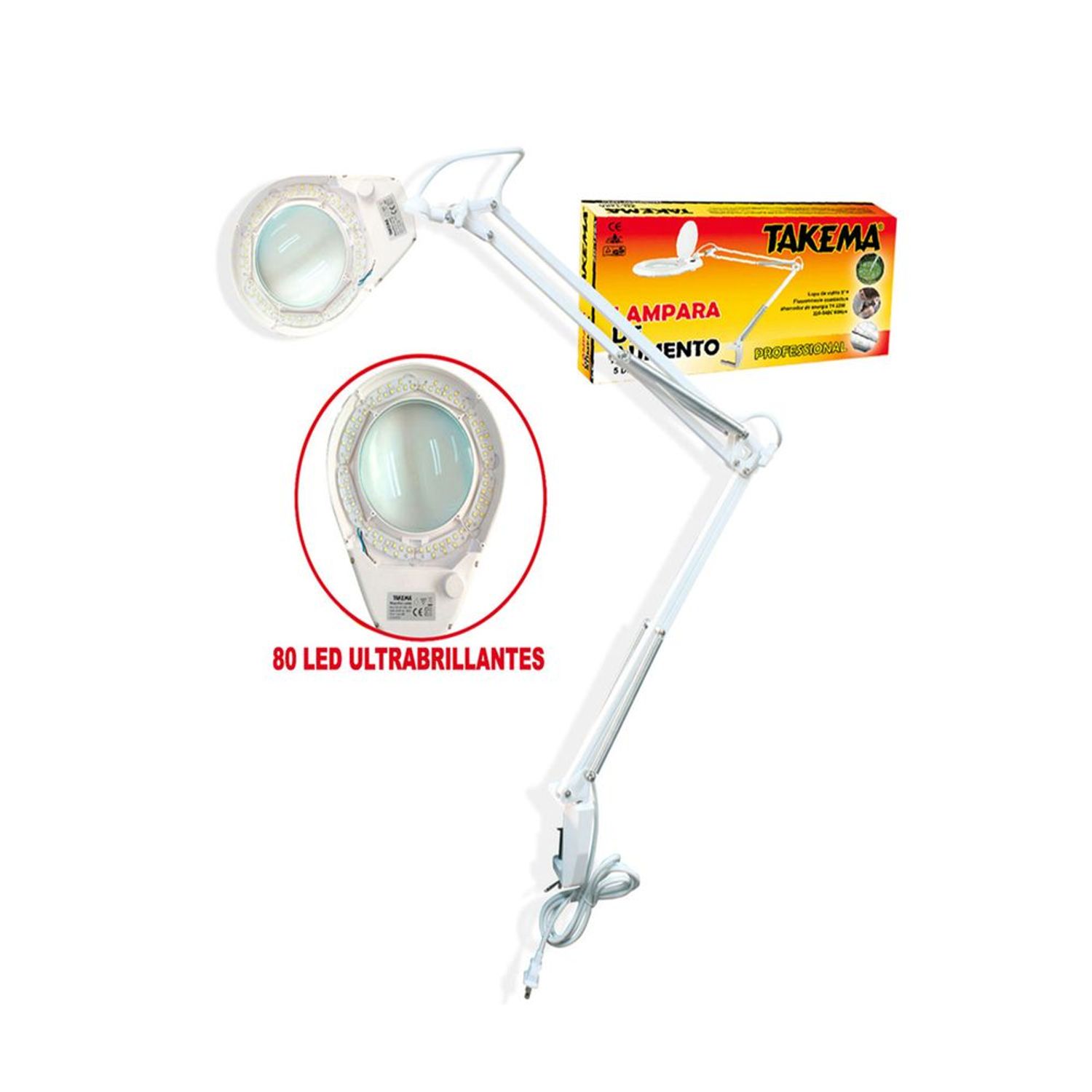 Lámpara Articulada con Lupa y Luz LED ZD-129A/LED TAKEMA