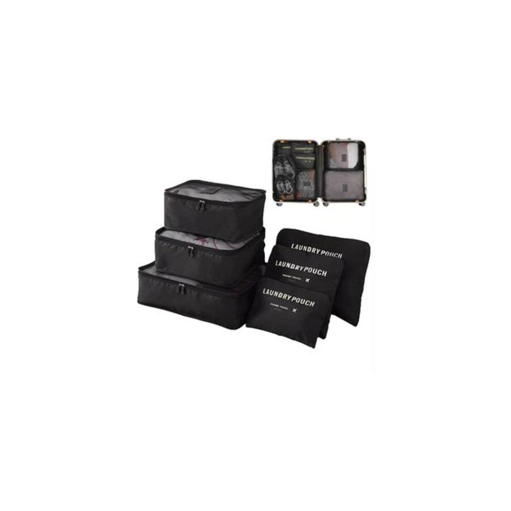 Set Organizadores de Maleta Bolsas Impermeable para Viaje 6PCS Negro