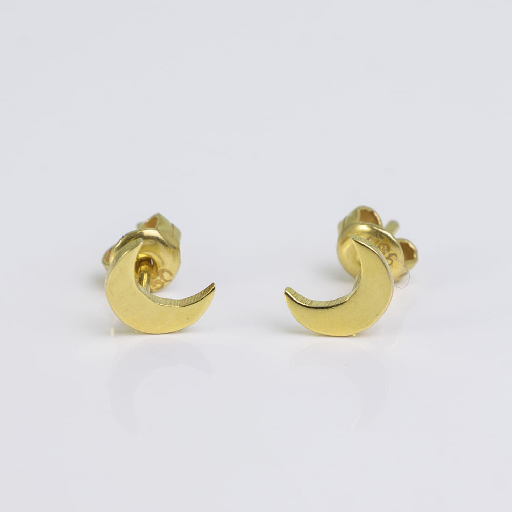 Arete Luna de Plata Bañada en Oro