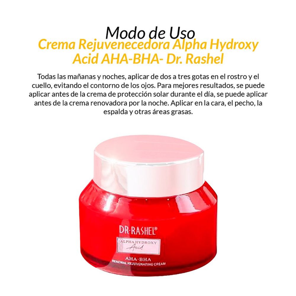 2 Crema Rejuvenecedora Alpha Hydroxy Acid AHA-BHA Dr. Rashel | Oechsle ...