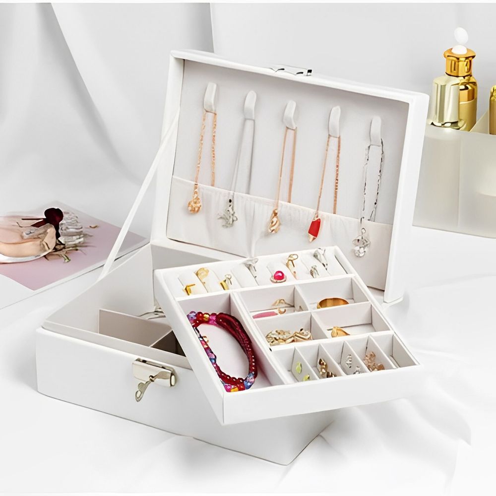 Joyero Cofre de Accesorios Cuadrado Cuero PU