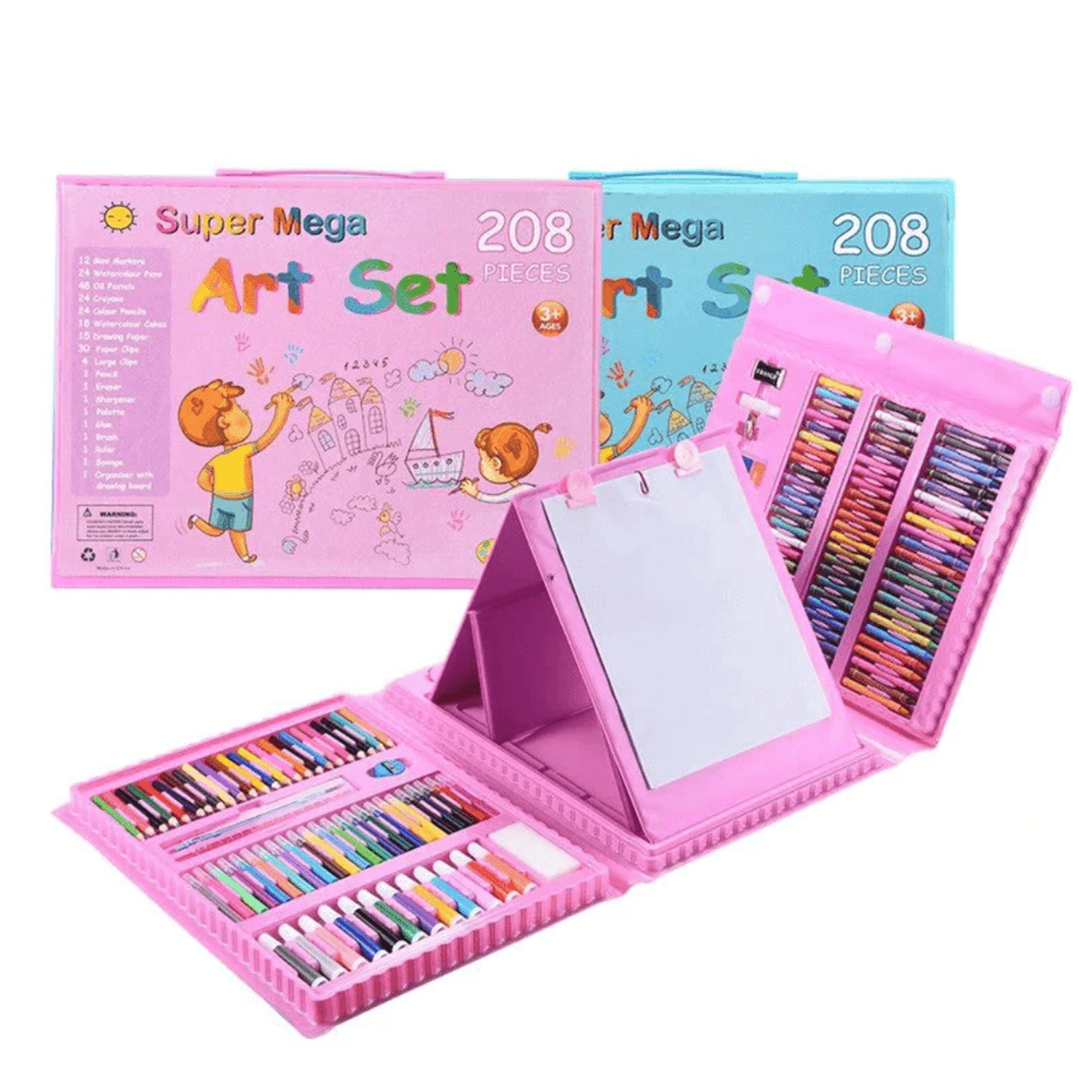 Set de Arte y Dibujo Infantil de 208 Piezas Rosado - Promart