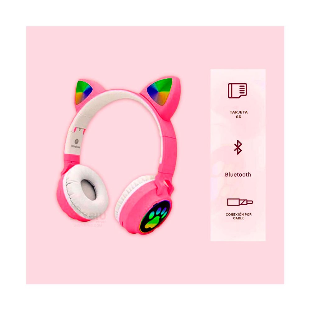 Audifonos Para Niña Nina Con Orejas De Gato Bluetooth Inalambricos