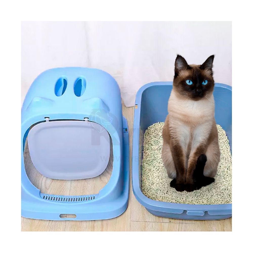 Baño Arenero Cerrado Celeste para Gatos - Promart