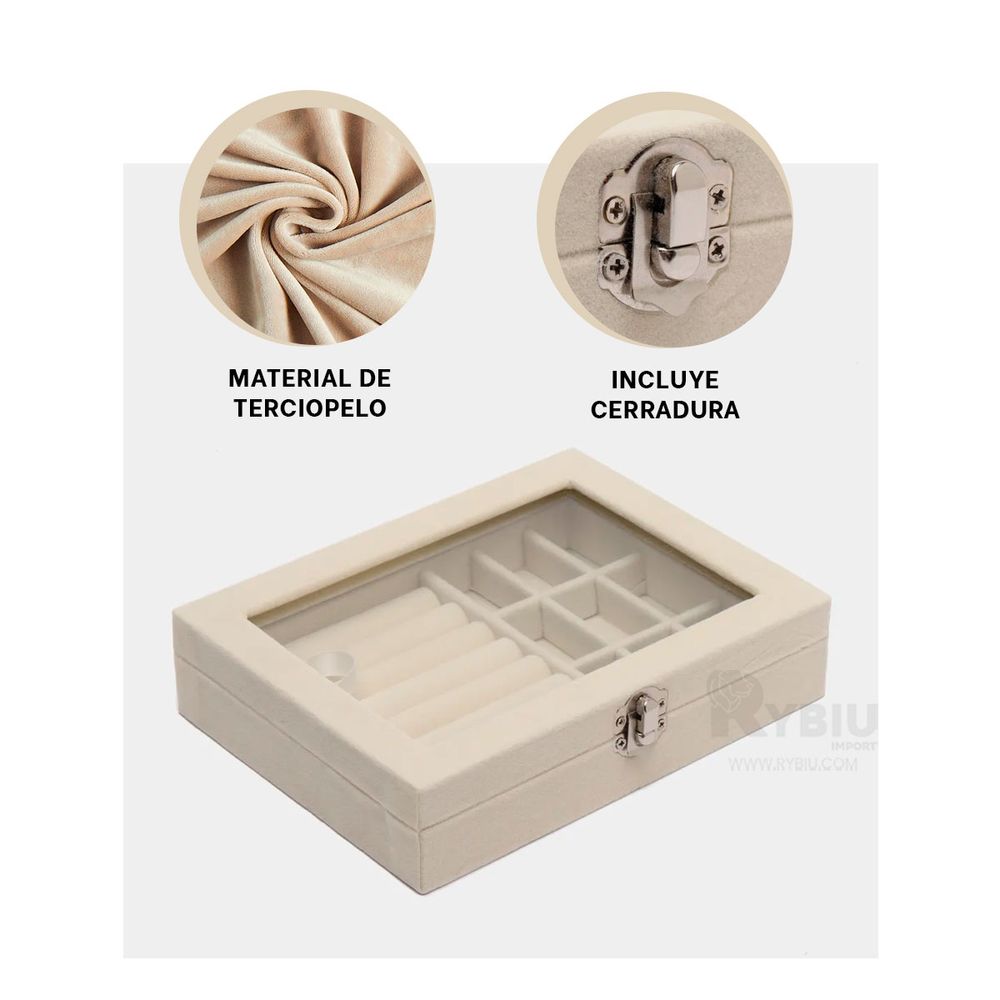 Caja Cofre Joyero Portatil Multiusos Beige