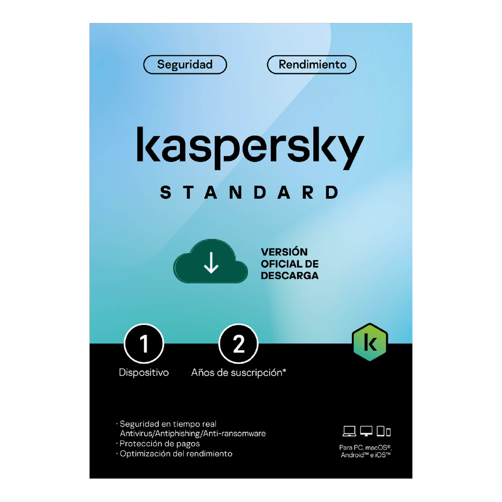 Antivirus Kaspersky Standar 1 dispositivo 2 años