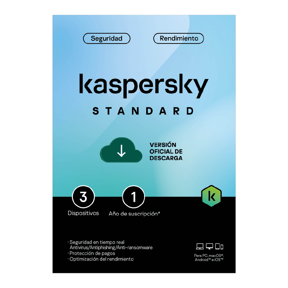 Antivirus Kaspersky Standar 3 dispositivos 1 año