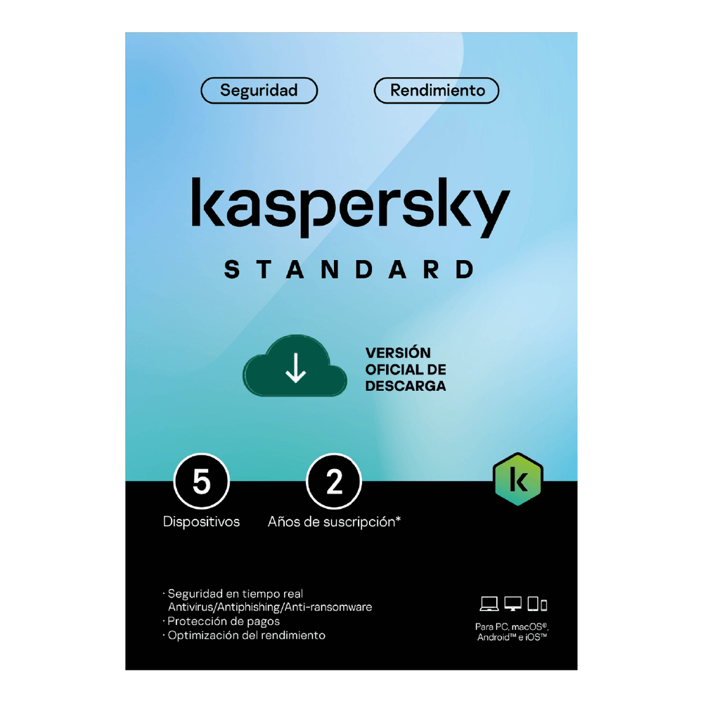 Antivirus Kaspersky Standar 5 dispositivos 2 años