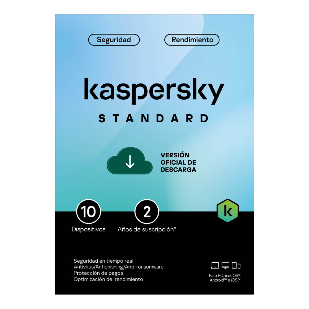 Antivirus Kaspersky Standar 10 dispositivos 2 años