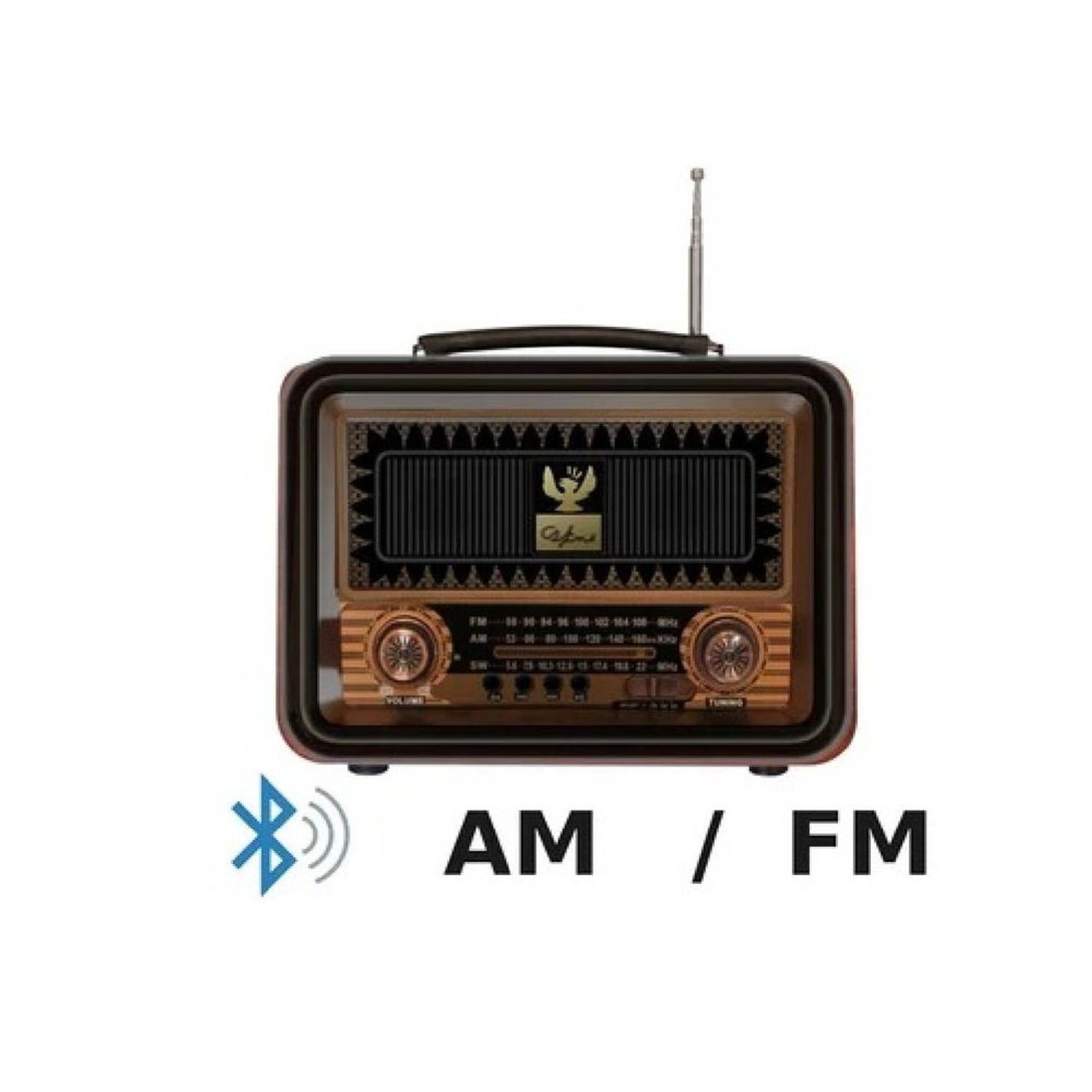 Radio Portatil AMFM Retro Vintage Parlante Bluetooth Mp3 Recargable -  marron I Oechsle - Oechsle