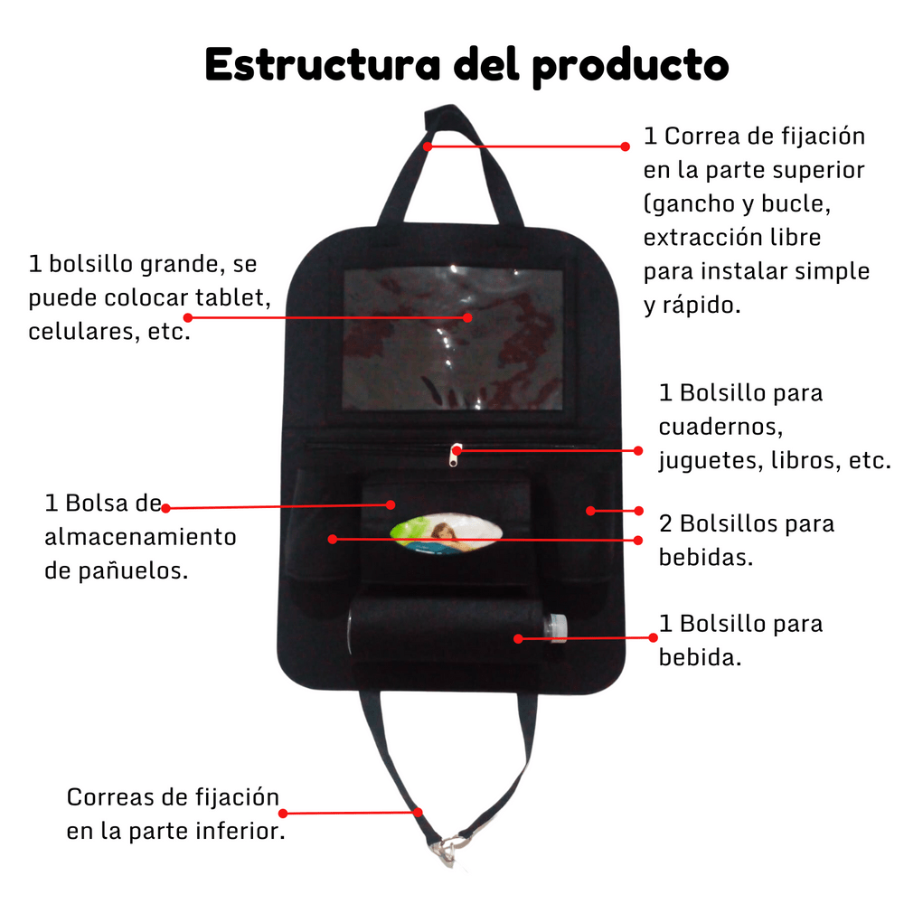 Organizador coche multifuncional para bebidas o almacenamiento de teléfono