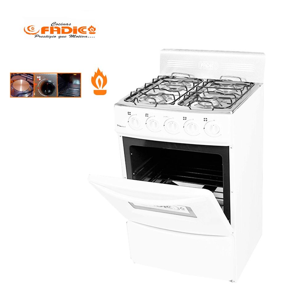 Cocina Fadic con respaldar y Horno 20"" Sami 4H -Blanco