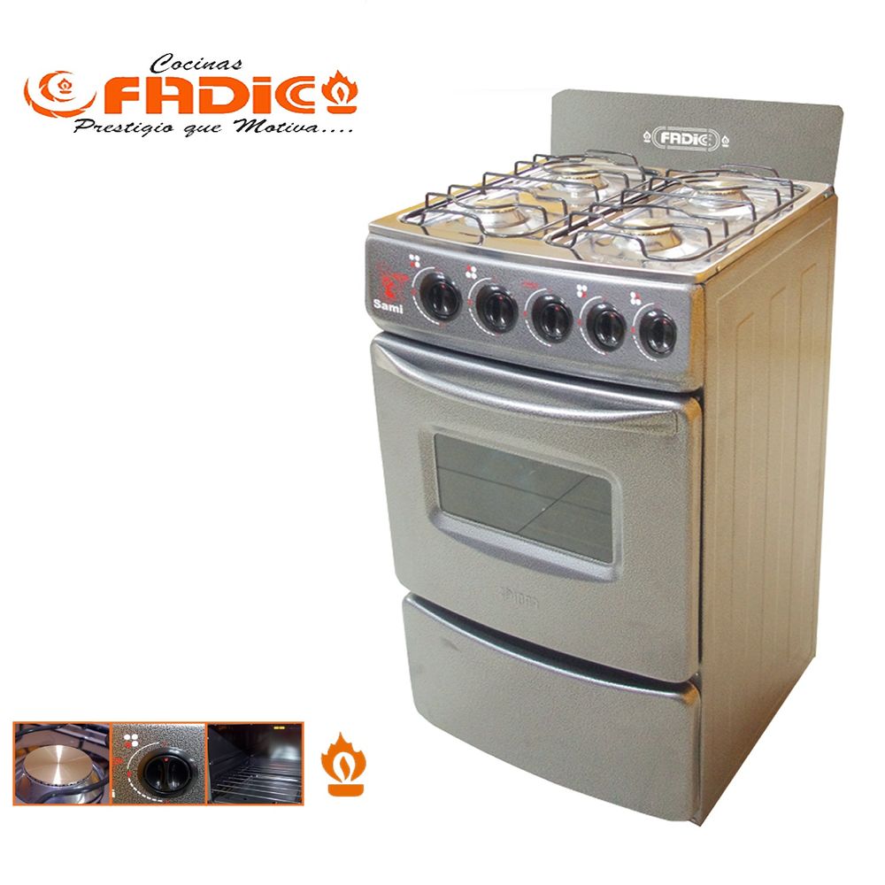 Cocina Fadic con respaldar y Horno 20"" Sami 4H -Gris