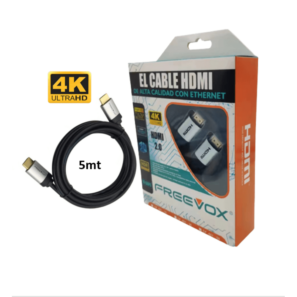 CABLE HDMI FREEVOX 4K V2.0 – 5m con Ethernet