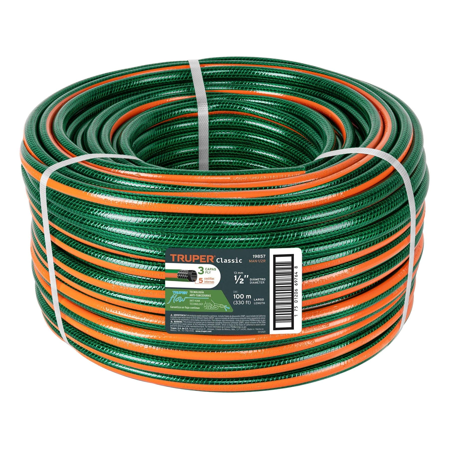 Manguera de riego de 1/2"" reforzada 100 metros Truper 19857