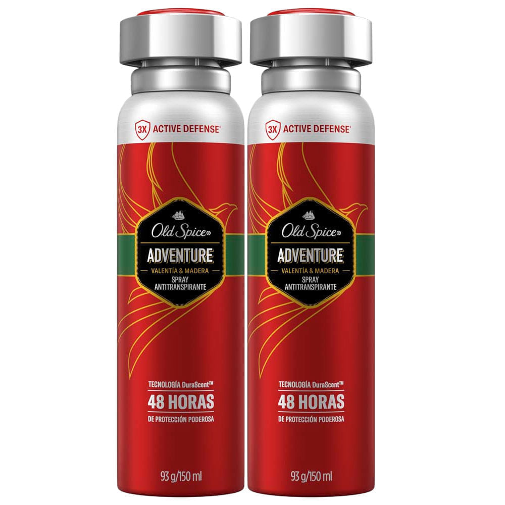 Pack Desodorante en Aerosol OLD SPICE Antitranspirante Adventure Frasco 150ml Paquete 2un