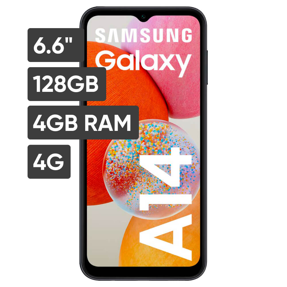 Smartphone SAMSUNG Galaxy A14 6.6 4GB 128GB 50MP + 5MP + 2MP Negro -  Oechsle
