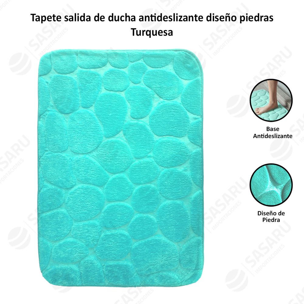 Ripley - PISO DE BAÑO ABSORBENTE ANTIDESLIZANTE TURQUESA +