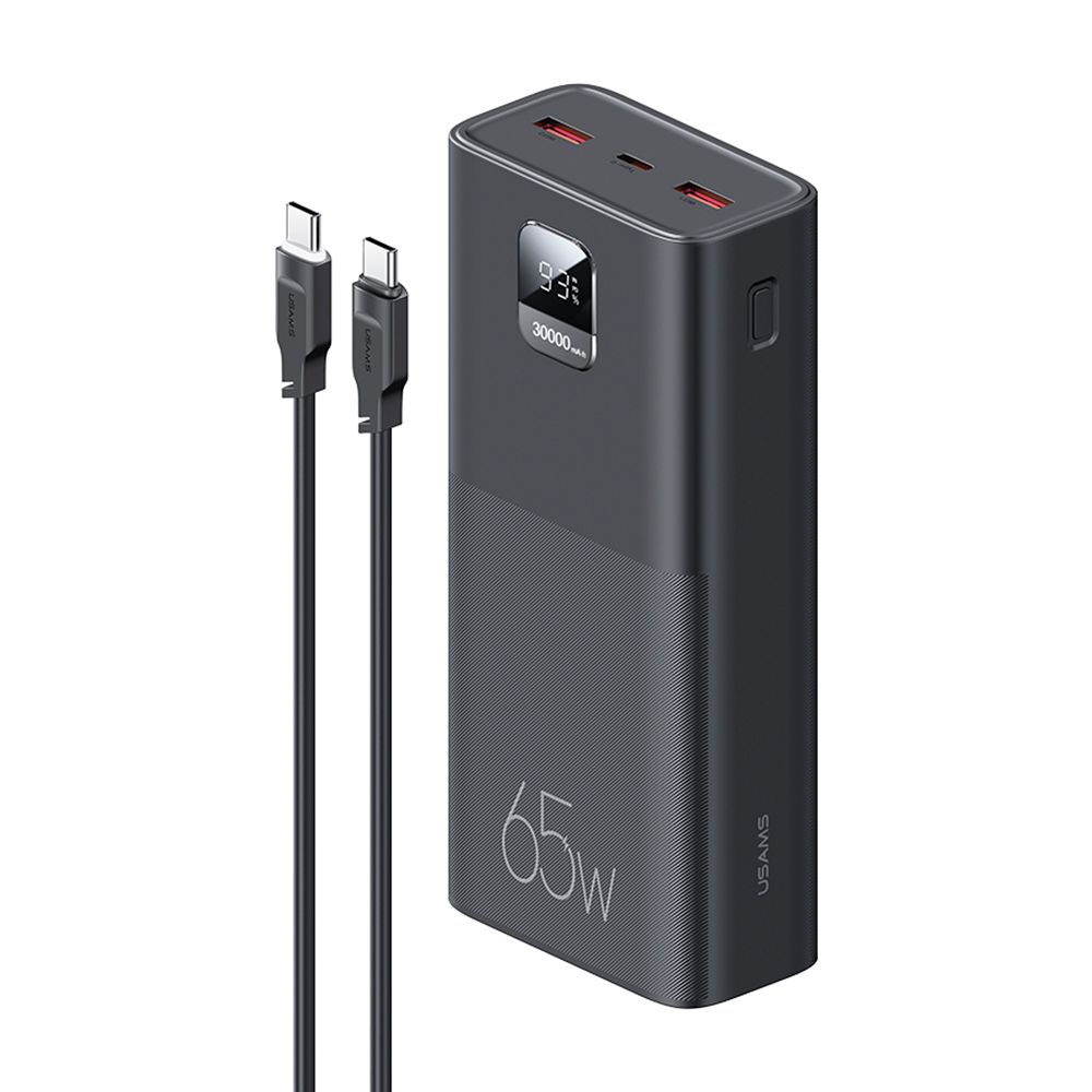 Bateria portatil 30,000 mAh QC3.0 & PD 65W + Cable Type-C a Type-C PD 100W 1.2m Negro