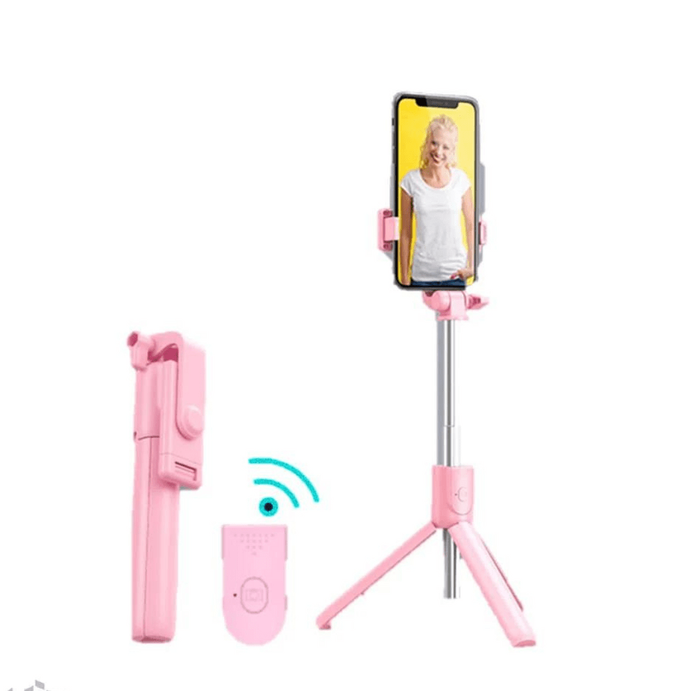 Palo Selfie Stick y Trípode 2 En 1 Bluetooth Celular 360° Rosado | Oechsle