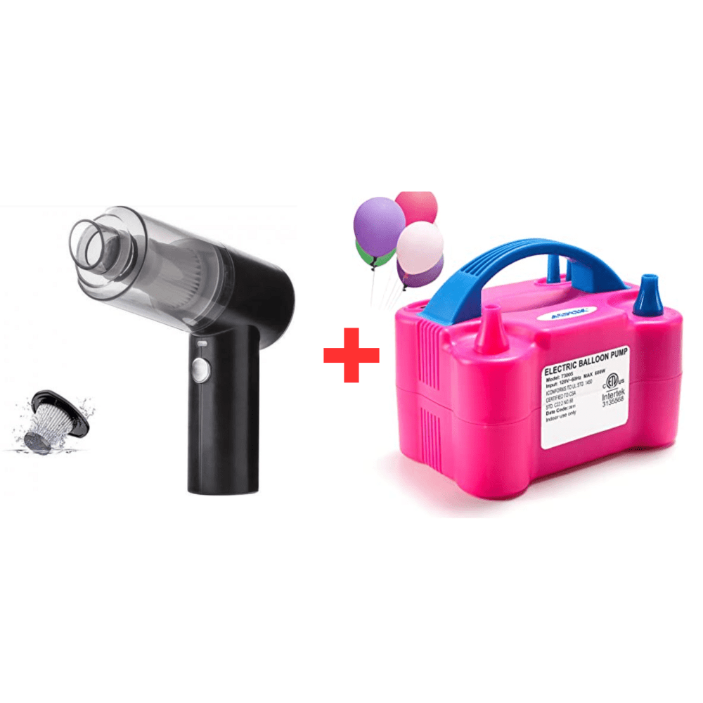Combo Mini Aspiradora Portátil + Inflador de Globos Electrico Portátil