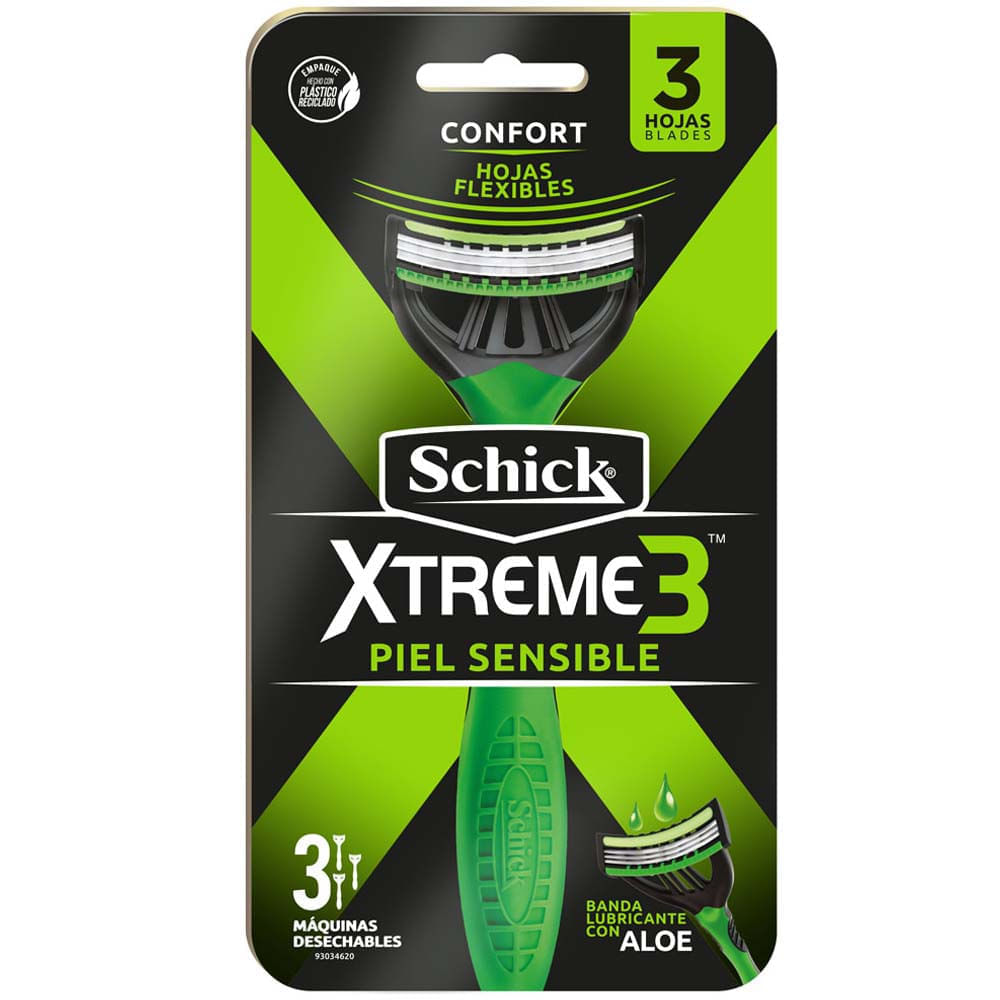 Máquina de Afeitar SCHICK Xtreme3 Piel Sensible Paquete 3un