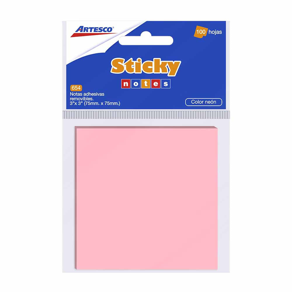 Notas Adhesivas ARTESCO Pastel Rosado Paquete 100 Hojas