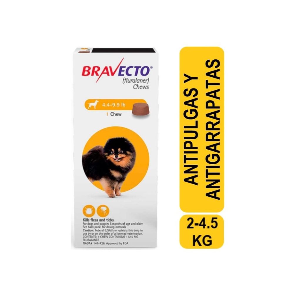Antipulgas para Perros Bravecto 112.5 mg 2 a 4.5 Kg
