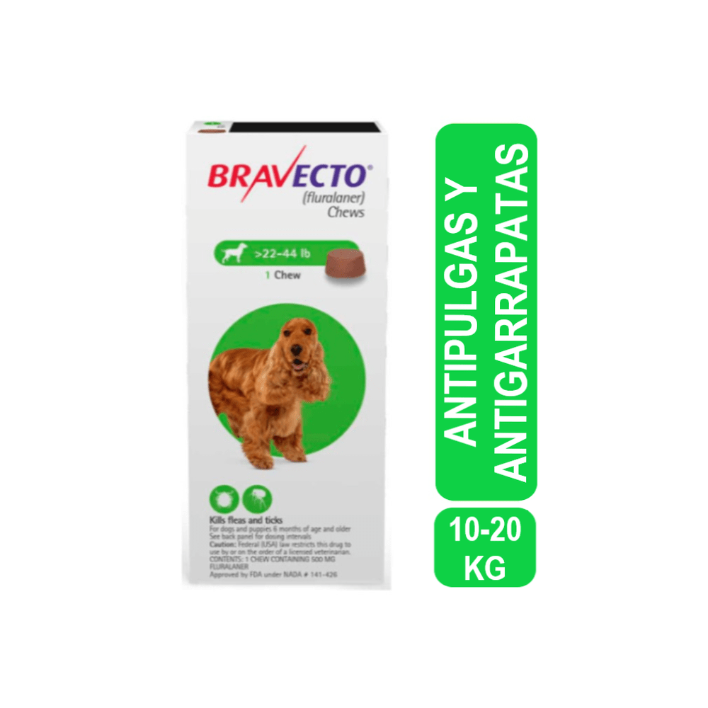 Antipulgas para Perros Bravecto 500 mg 10 a 20 Kg