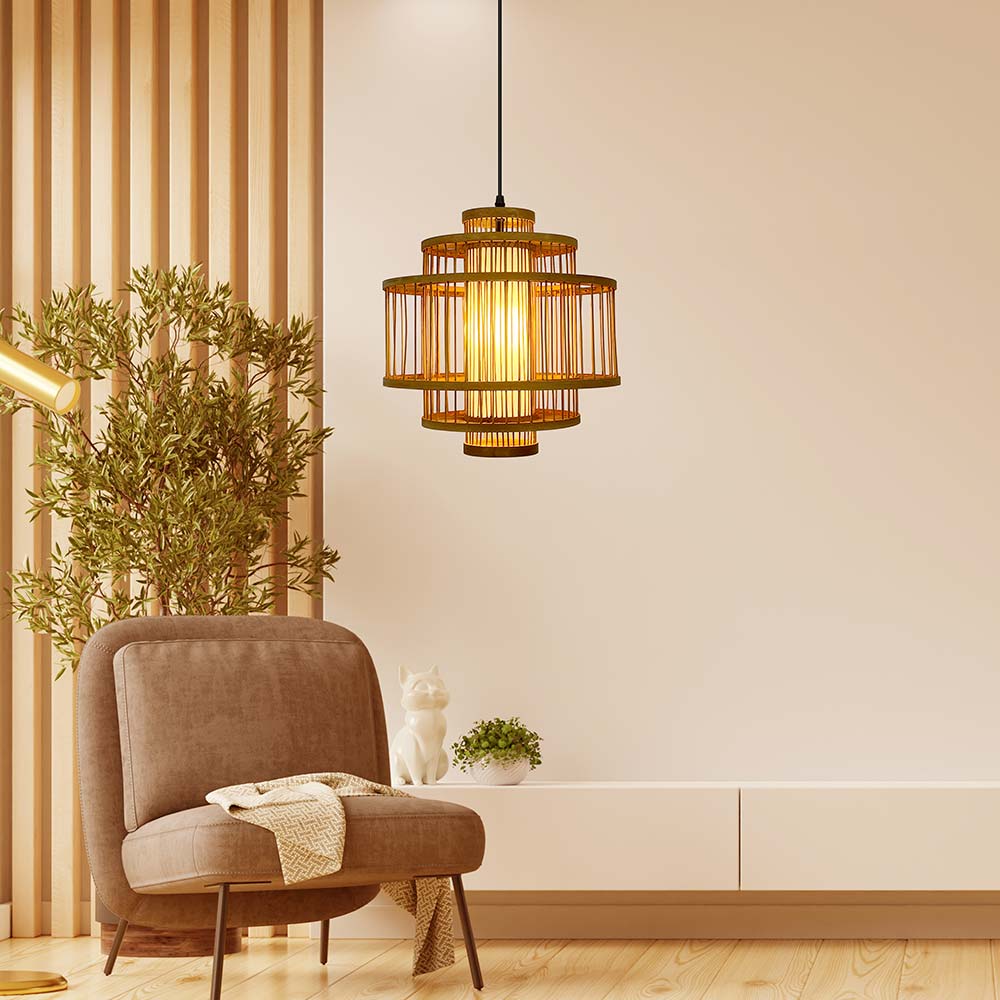 Lámpara colgante espiral Bamboo 34x37cm Orange