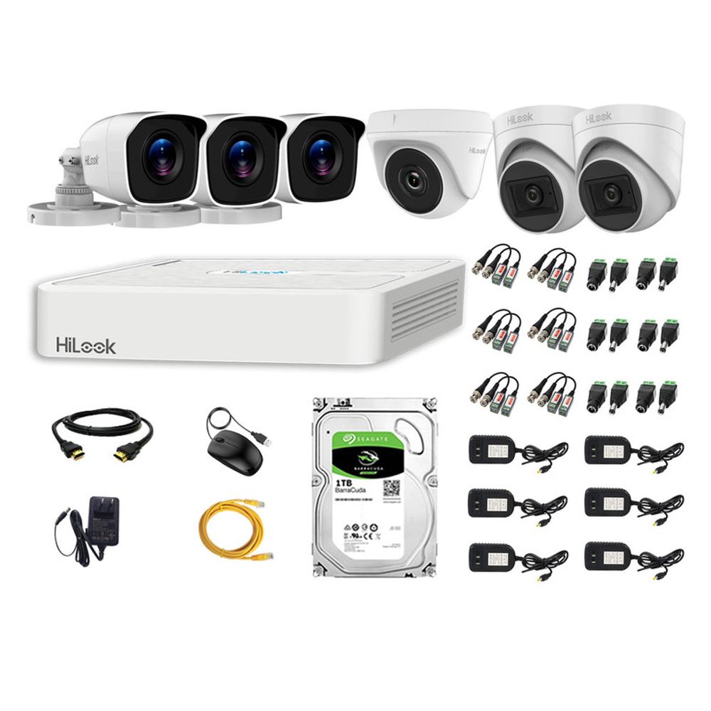 Kit 6 Cámaras Seguridad Hilook Full Hd 02 Cámaras Audio Incorporado Disco 1tb