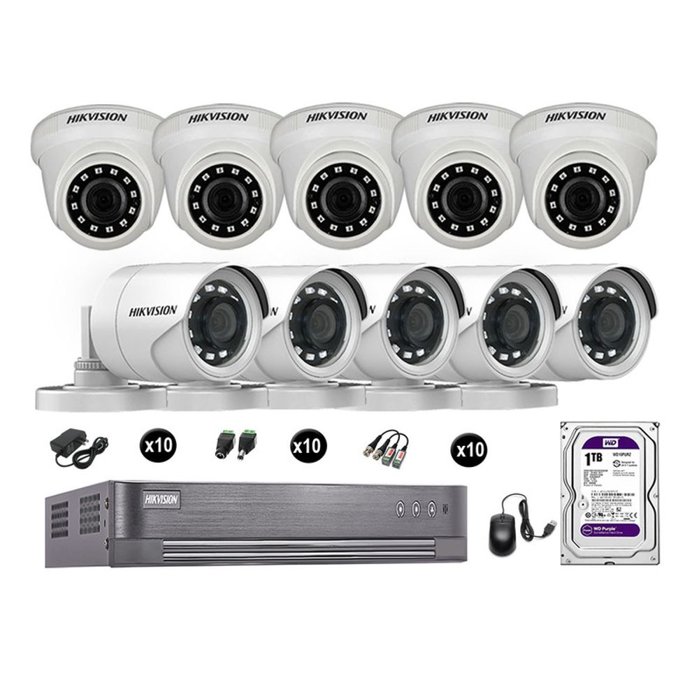 Cámaras Seguridad Hikvision Kit 10 Vigilancia Full Hd 1080P + Disco 1Tb Oferta