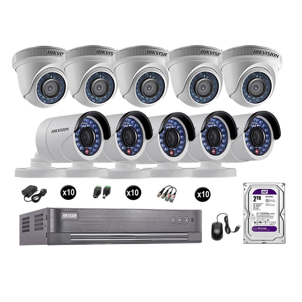 Cámaras Seguridad Hikvision Kit 10 Vigilancia Hd 720p Disco 2tb Oferta P2p Hdmi I Oechsle Oechsle 