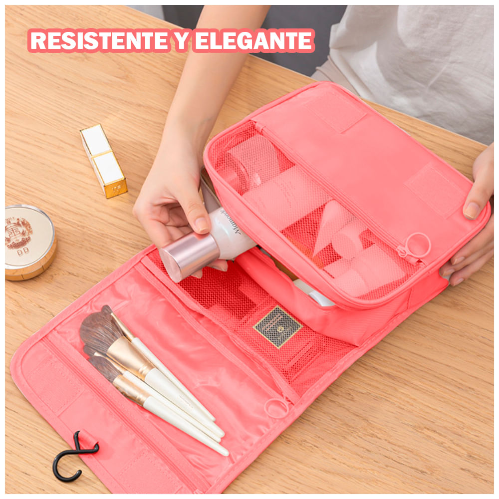 Organizador Neceser de Viaje A06 Coral Y Juego de 8 Esponjas de Maquillaje  - Oechsle