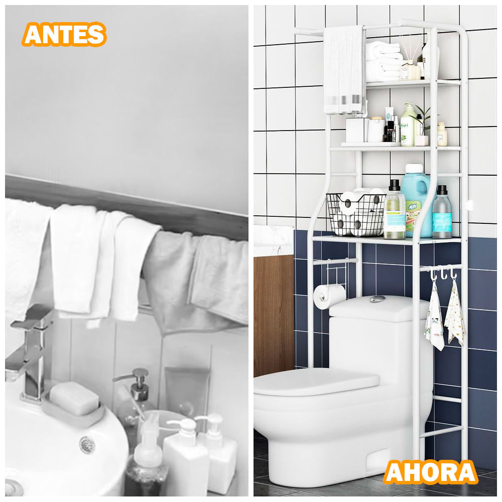 Organizador De Baño 3 Niveles Estante Sobre Inodoro Metal I Oechsle -  Oechsle