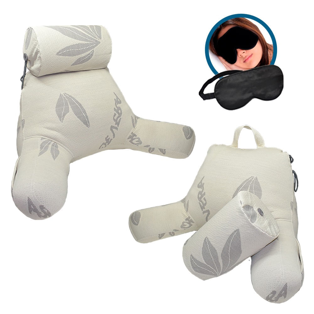 Cojín de Descanso Lectura Antireflujo Aloe Vera Memory Foam y Un Antifaz Relax de Regalo 86x67x55cm