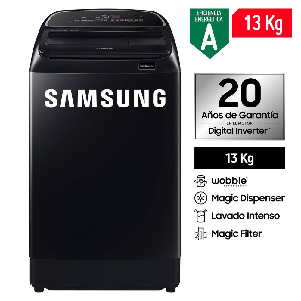 Lavadora Samsung 13 Kg Digital Inverter WA13T5260BV/PE Negro