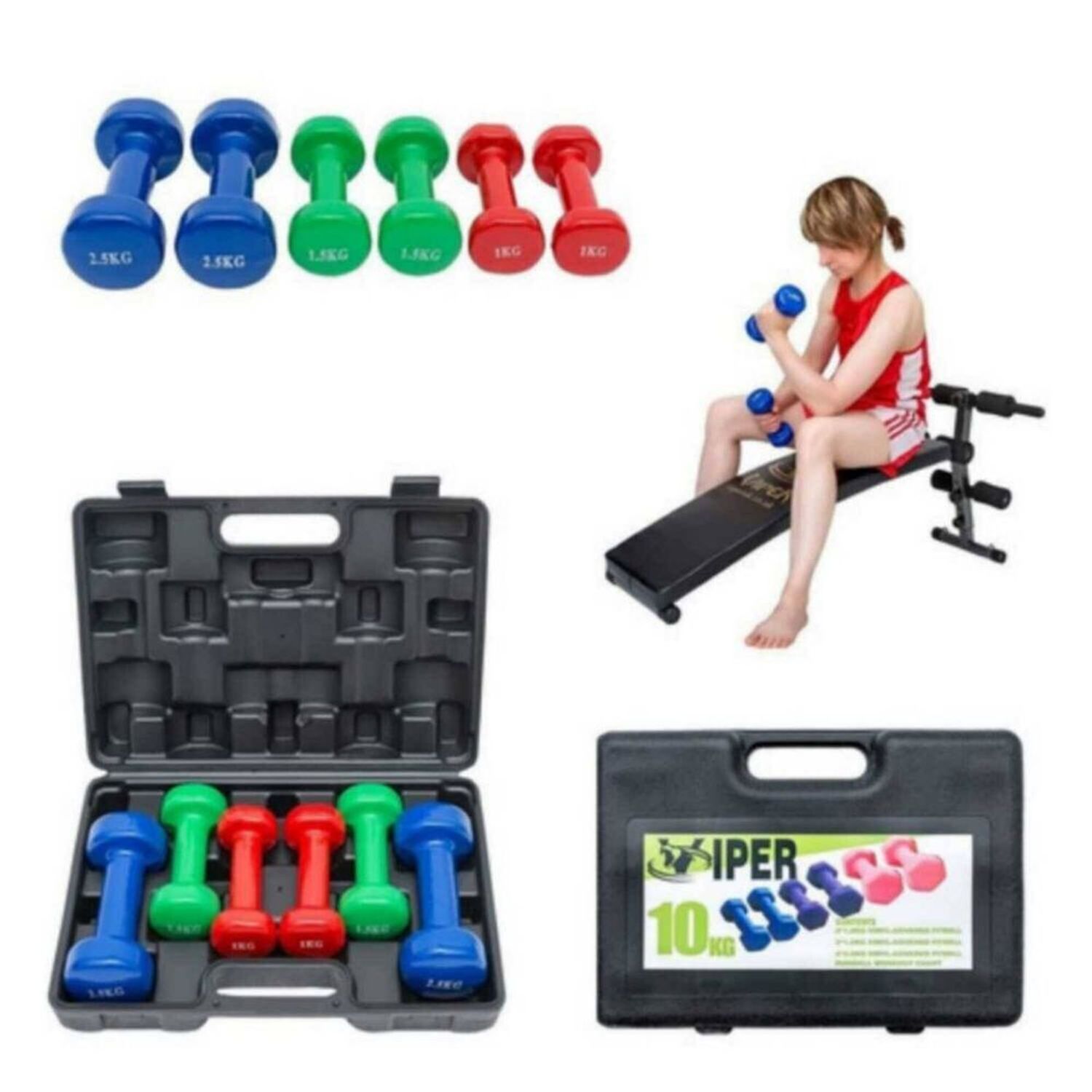 Maleta Mancuernas 10kg Set Pesas - Equipos del Fisio