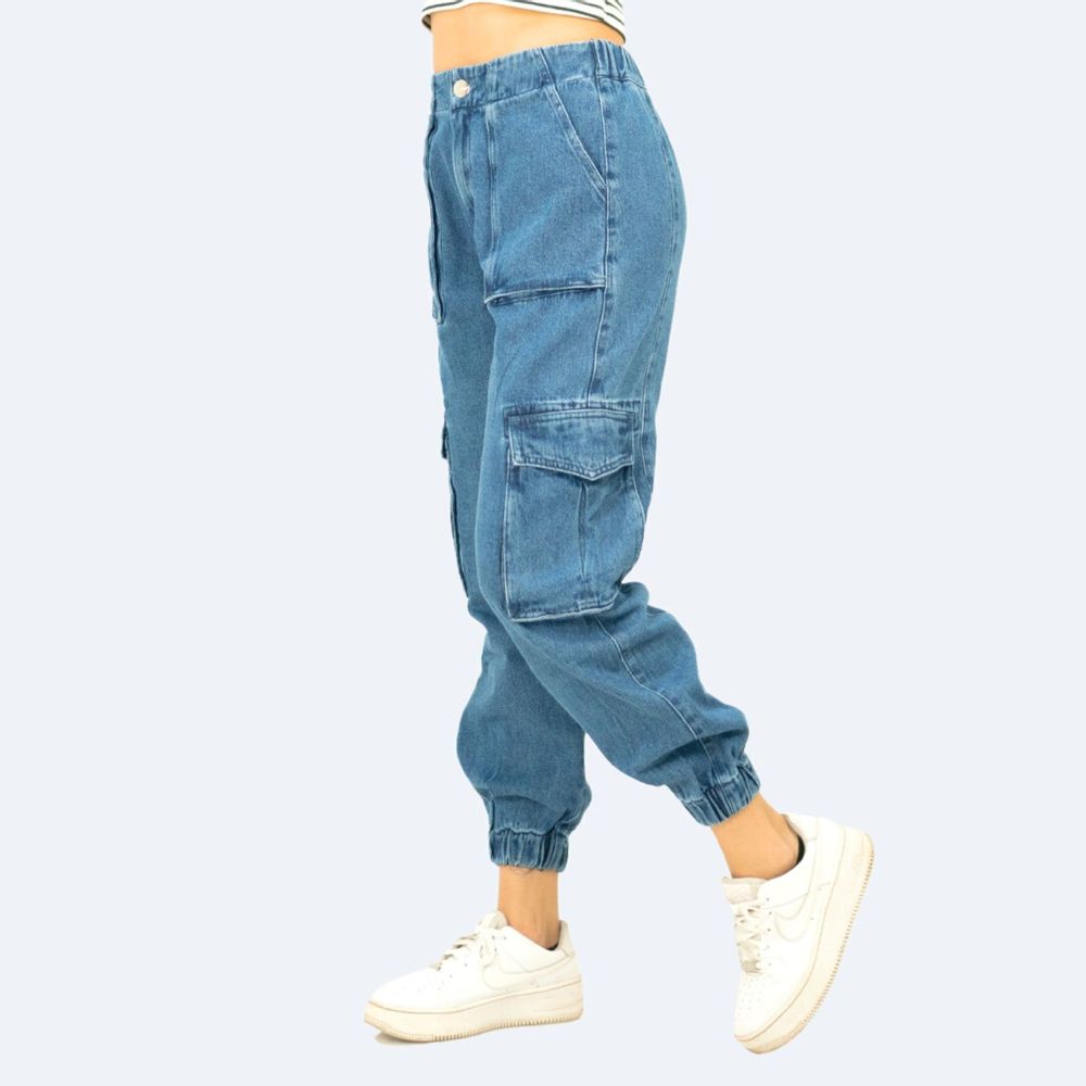 Jogger En Jeans Con Cargo Para Mujer UP-1543 Jeans De Moda, 58% OFF
