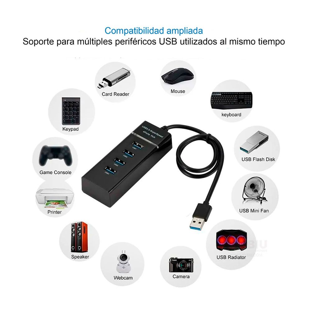 Regleta USB 4xUSB-A 3.0 negro