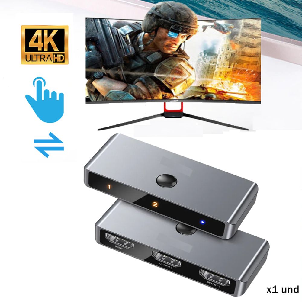 Switcher HDMI Bidireccional 4K 60Hz 2 en 1 PS5 PS4 Xbox TV