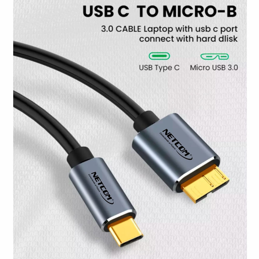 Cable Discoduro Externo USB C a Micro B - PuntoElectronic