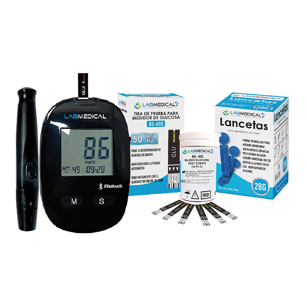 Glucometro Labmedical con 50 Tiras y 50 Lancetas