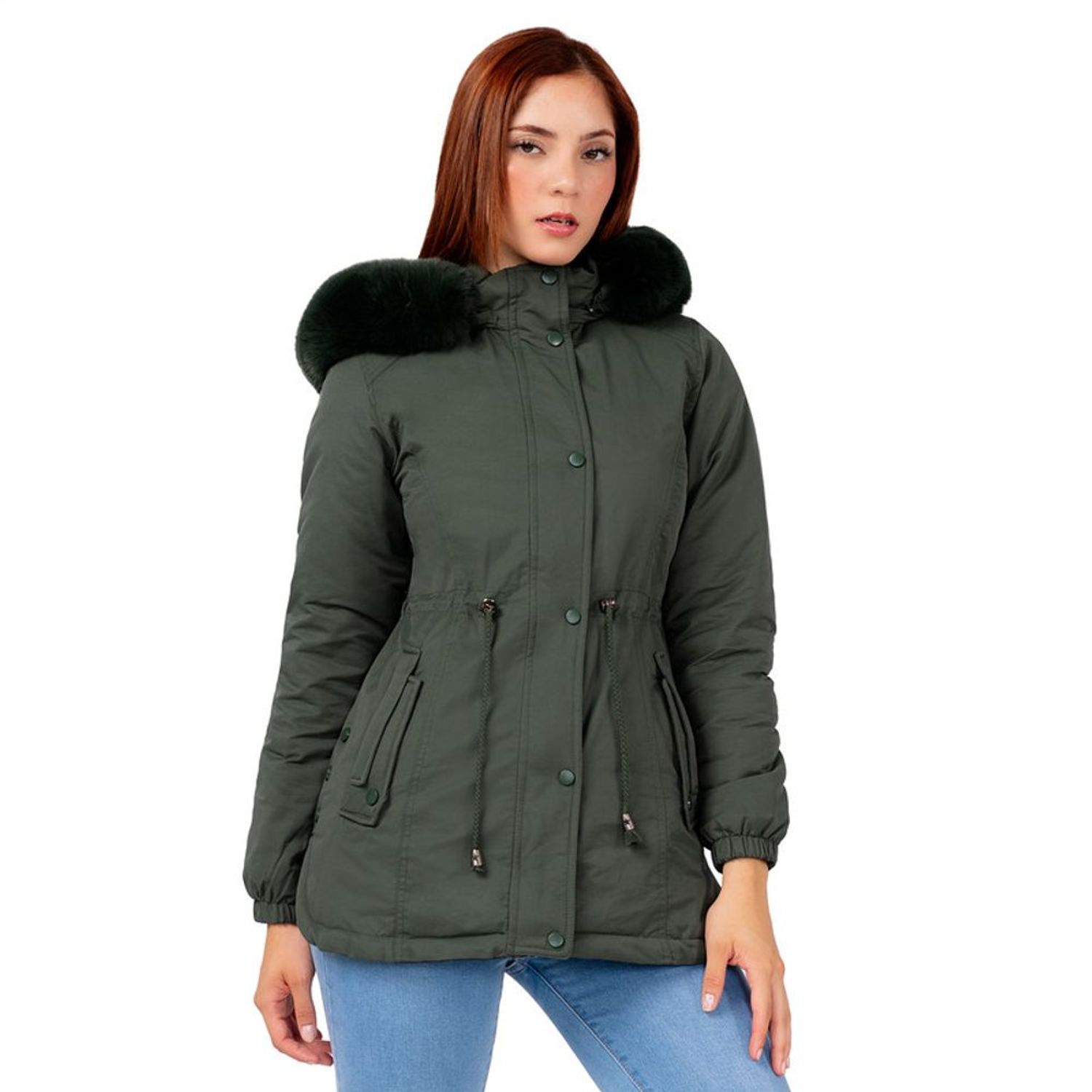 Campera Parka Reversible Mujer by Indra Color Verde con Negro Talla XL I  Oechsle - Oechsle