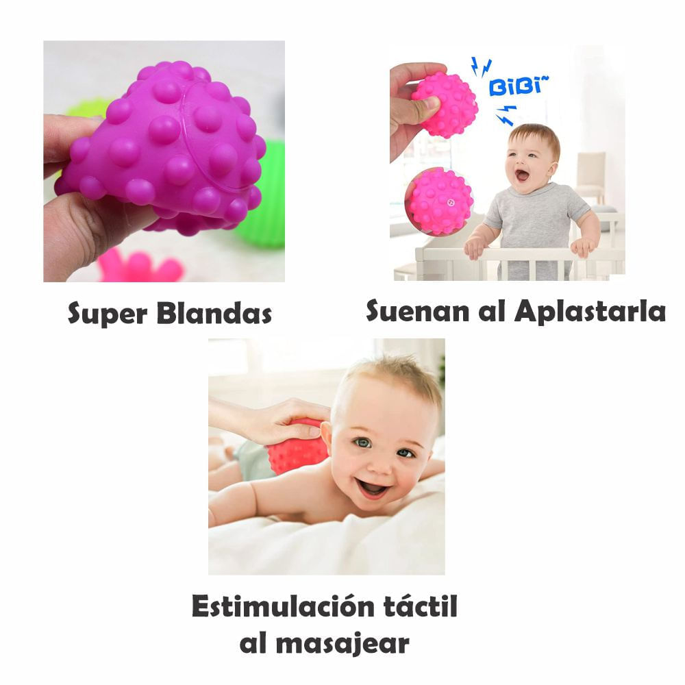 GENERICO Set 6 Pelotas Sensoriales Aprendizaje Para Bebé