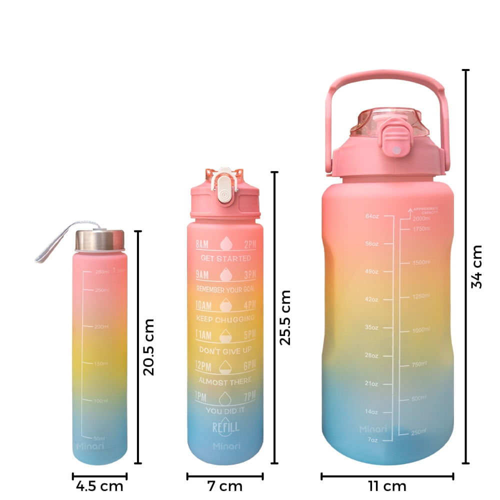 Termo Para Agua / Tomatodo 3*1 Termo Agua Motivacional 3en1