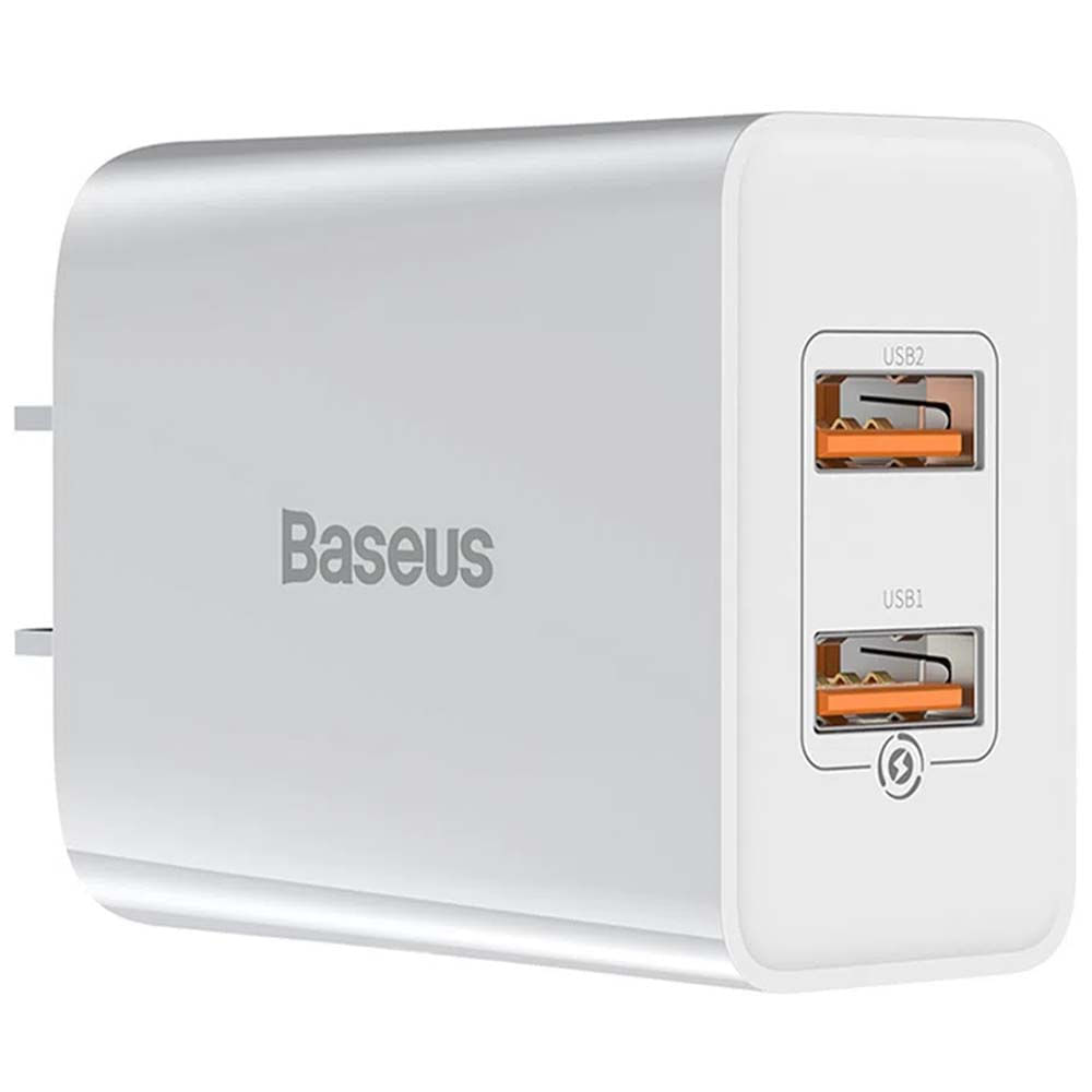 Cargador de Pared Dual BASEUS 2 Usb Blanco