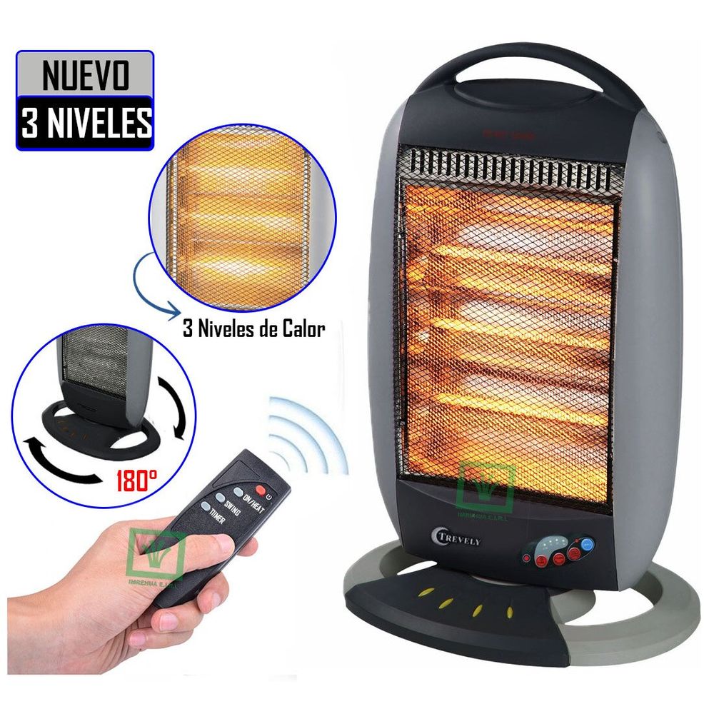 Calentador Calefactor Halógeno Trevely TCH-030 Control Remoto