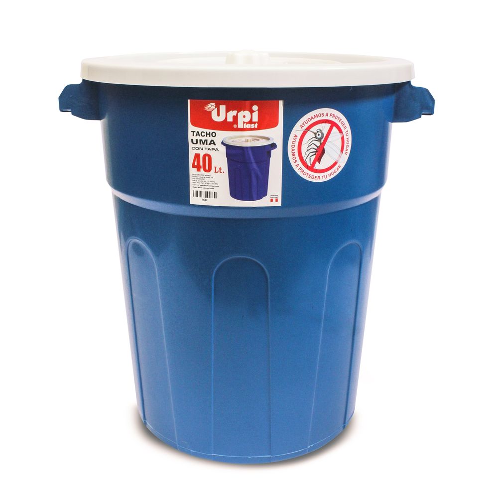 Tacho De Basura Con Tapa De 40 Litros Azul