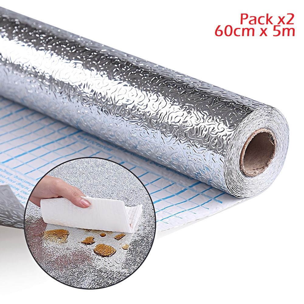 Pack x2 Papel Aluminio Adhesivo Para Protección Superficies 60cm x 5m I  Oechsle